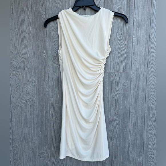 Zara Cream BodyCon Dress with Ruching Size XS - Picture 1 of 9